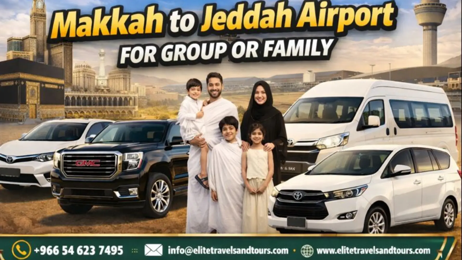 Makkah To Jeddah Airport Reliable Taxi Service For Large Group and Family Available Online Or Call Booking